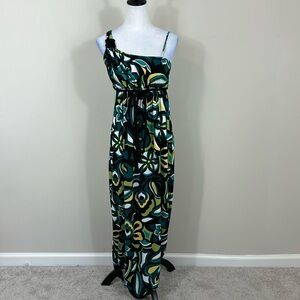 One-shoulder maxi dress with bold floral print and stretchy,comfortable fabric 4